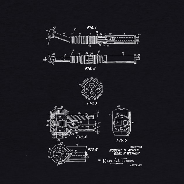 Dental Handpiece Vintage Patent Drawing Funny Novelty by TheYoungDesigns